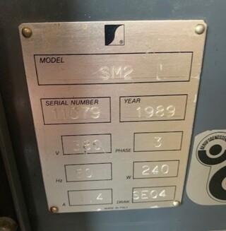 Verzenddozen tape sluiter Siat, SM2 50-240, grijs, bouwjaar 1989
